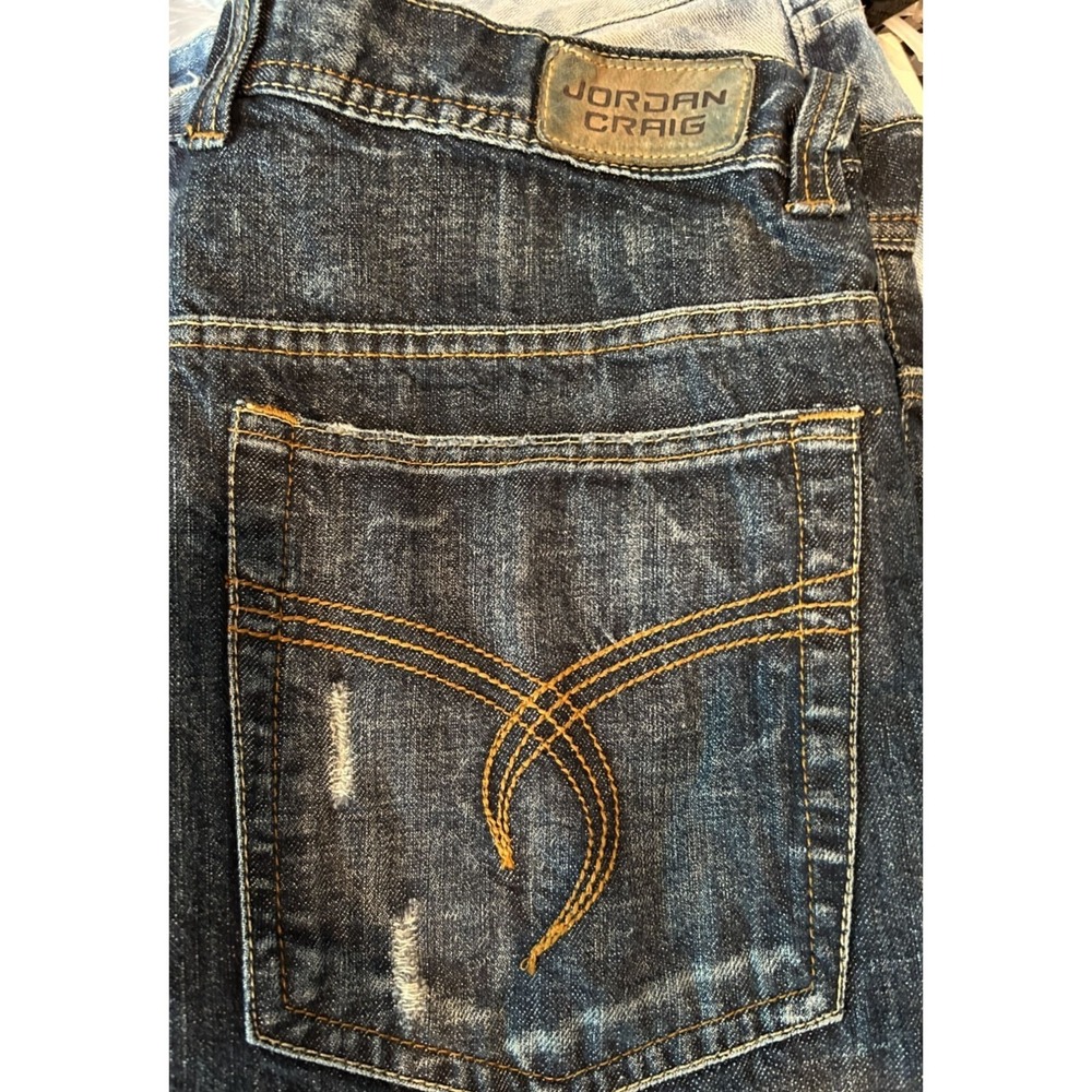 Jordan Craig Straight Fit Jeans 36x32 Men's Dark Wash Distressed Denim Cotton